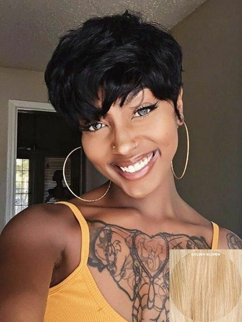 Short Black Curly Wig Pixie Cut Human Hair Wigs No Lace Glueless Wave Wig Soft