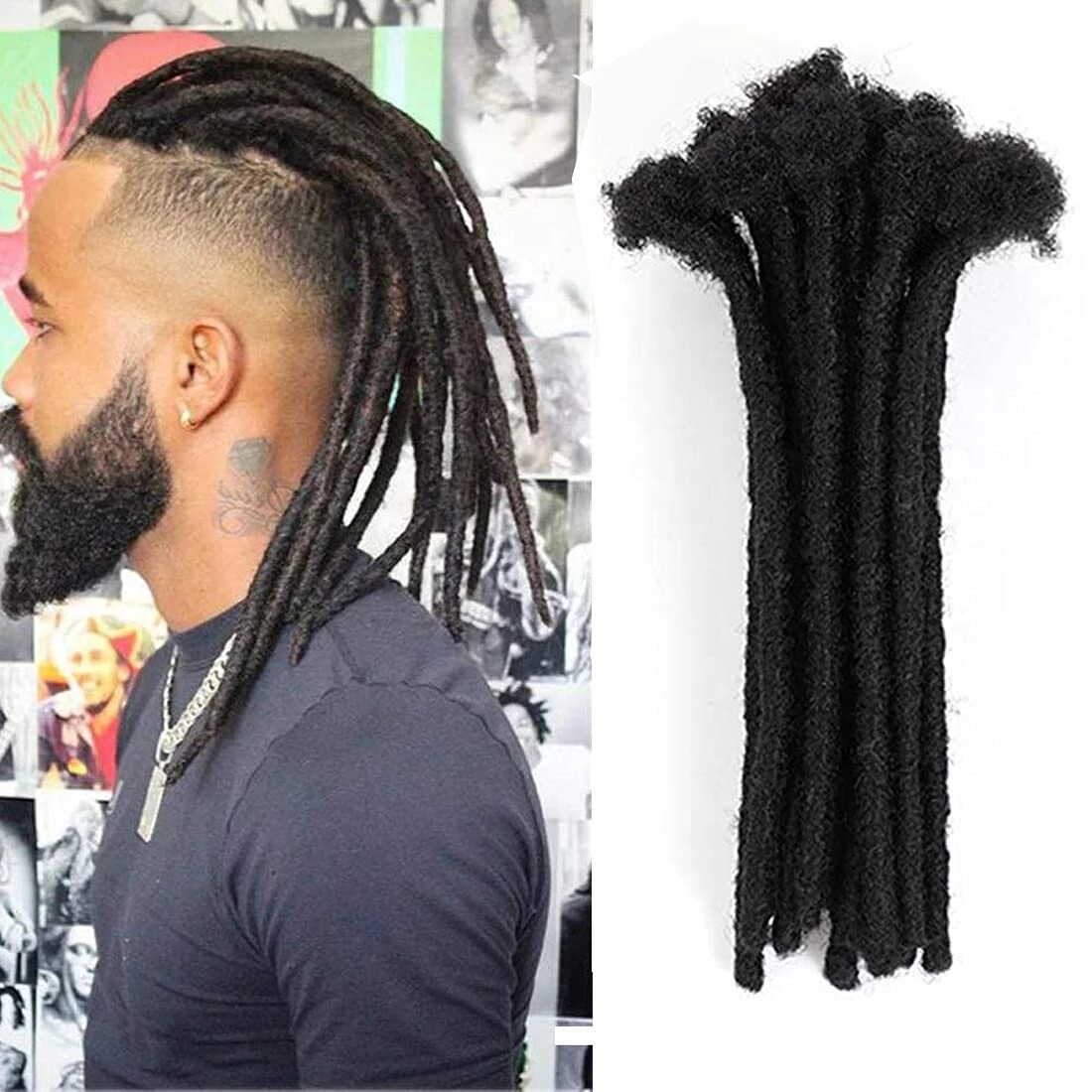 100% Real Human Hair Dreadlock Extensions for Man/Women Full Head Handmade