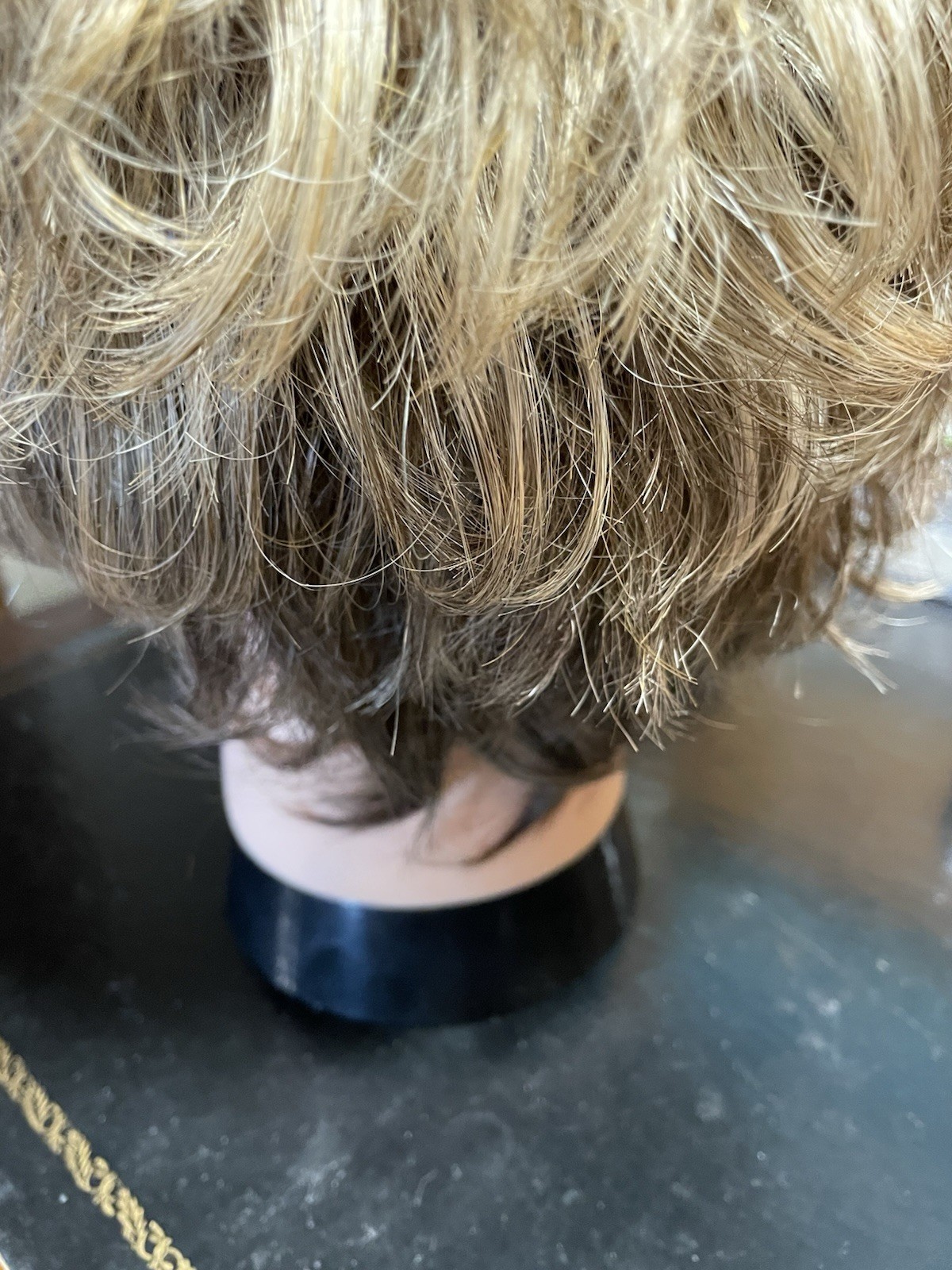 Gabor Short Curly Wig Brown With Blonde/Gray Streaks Elite Flexlite