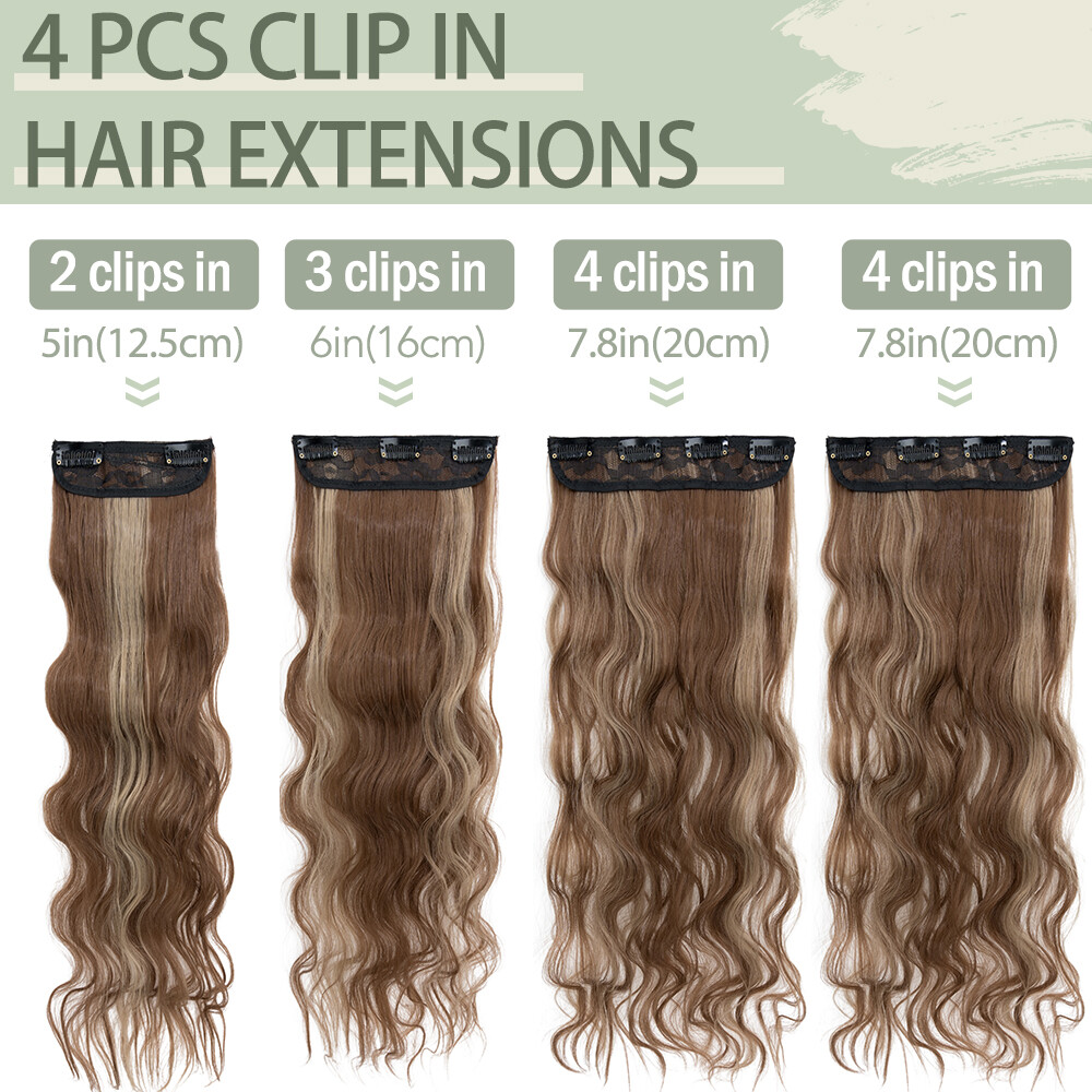 US Long Real Thick CLIP IN HAIR EXTENTIONS FULL HEAD 4 Pieces As Human Hair Wavy