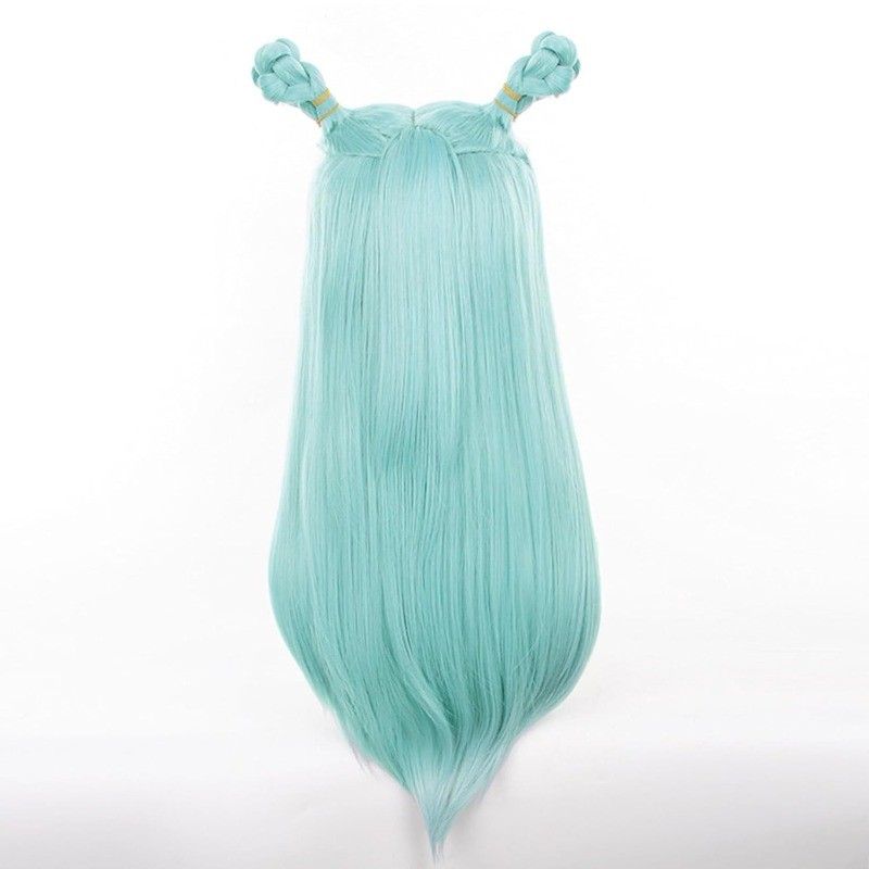 Women’s Wig Ladies Straight Hair Wig Long Gril Light Green Wig 80cm +Wig Cap
