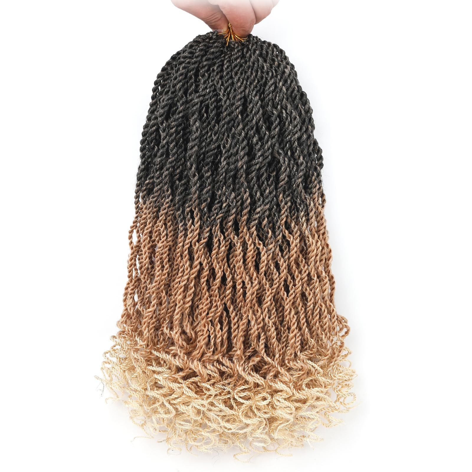 Leeven 14″ Senegalese Twist Crochet Hair 8 Packs Ombre Blonde Pre-Looped Short