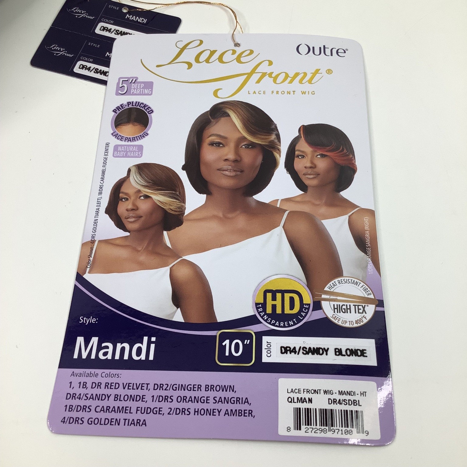Outre Mandi Lace Front Wig 10″ DR4/SANDY BLONDE Heat Resistant Fiber