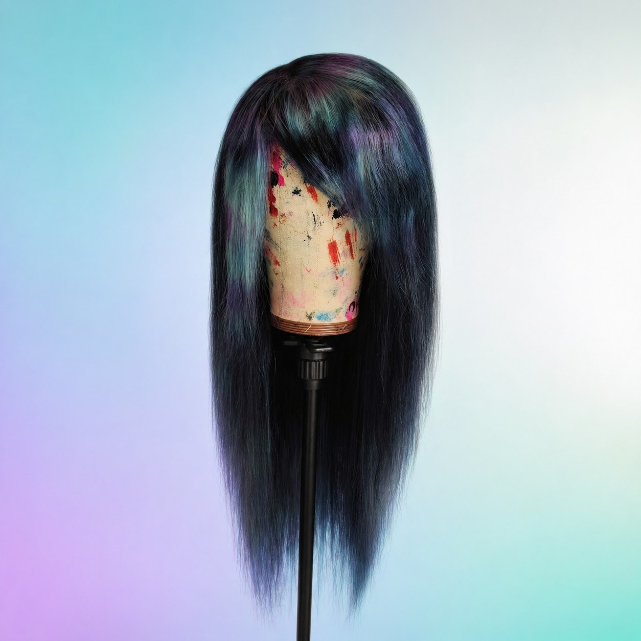 Mermaid Human Hair Scene Wig, 26 Inch 13×6 Lace Front Cyber Rave Emo Goth Y2K