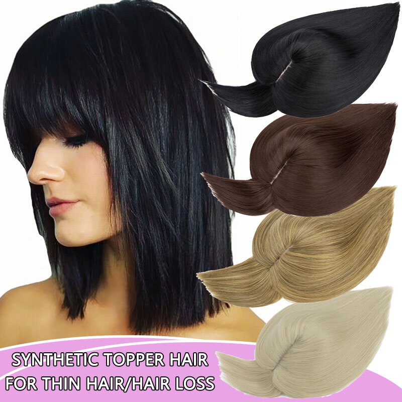 Real Natural Corn Wave Hair Topper Toupee Hair Piece Clip in Half Wig For Women