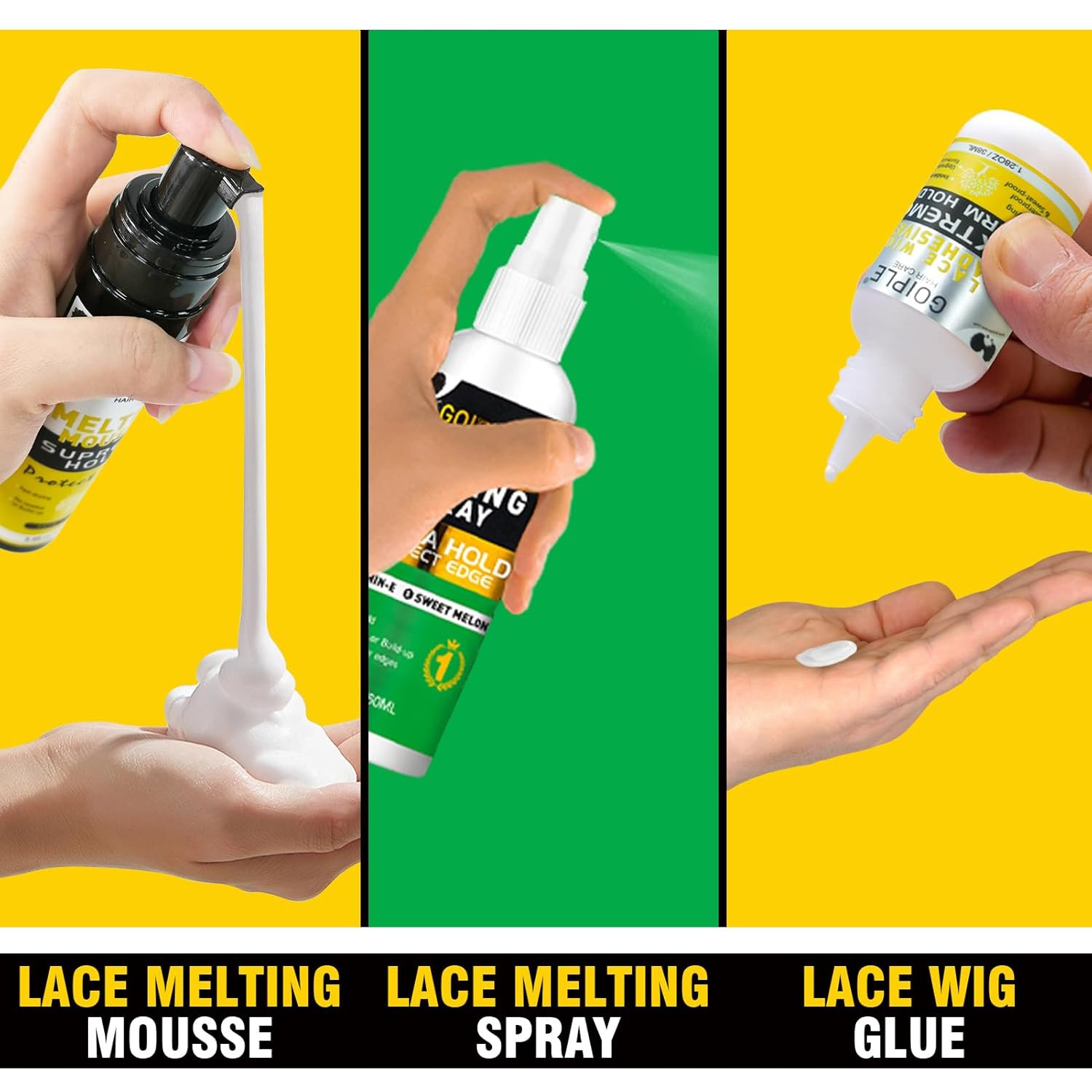 Lace Melting and Holding Mousse Glue-Less Hair Adhesive for Wigs, Wig Glue Lace