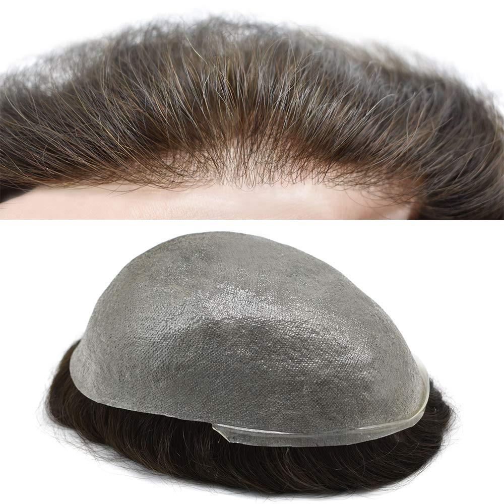 Men Toupee Human Hair Replacement Systems for Men Ultra Thin Skin Mens Hairpiece