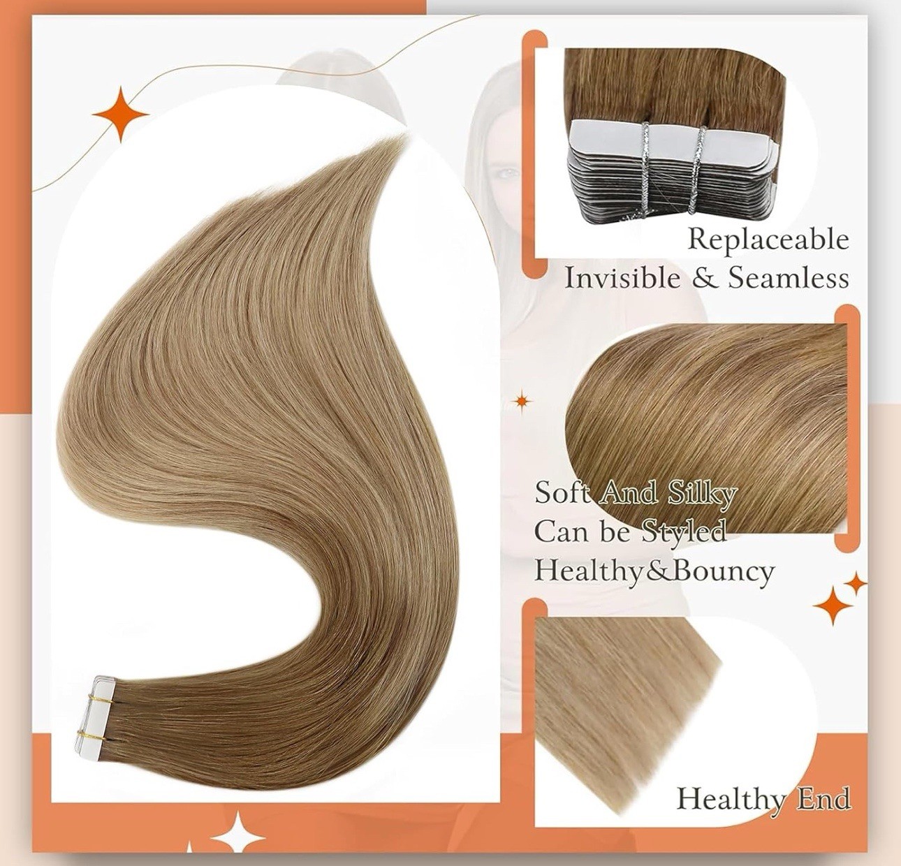 Full Shine Tape in Hair Extensions Human Hair 20 Inch Hair Extensions Tape