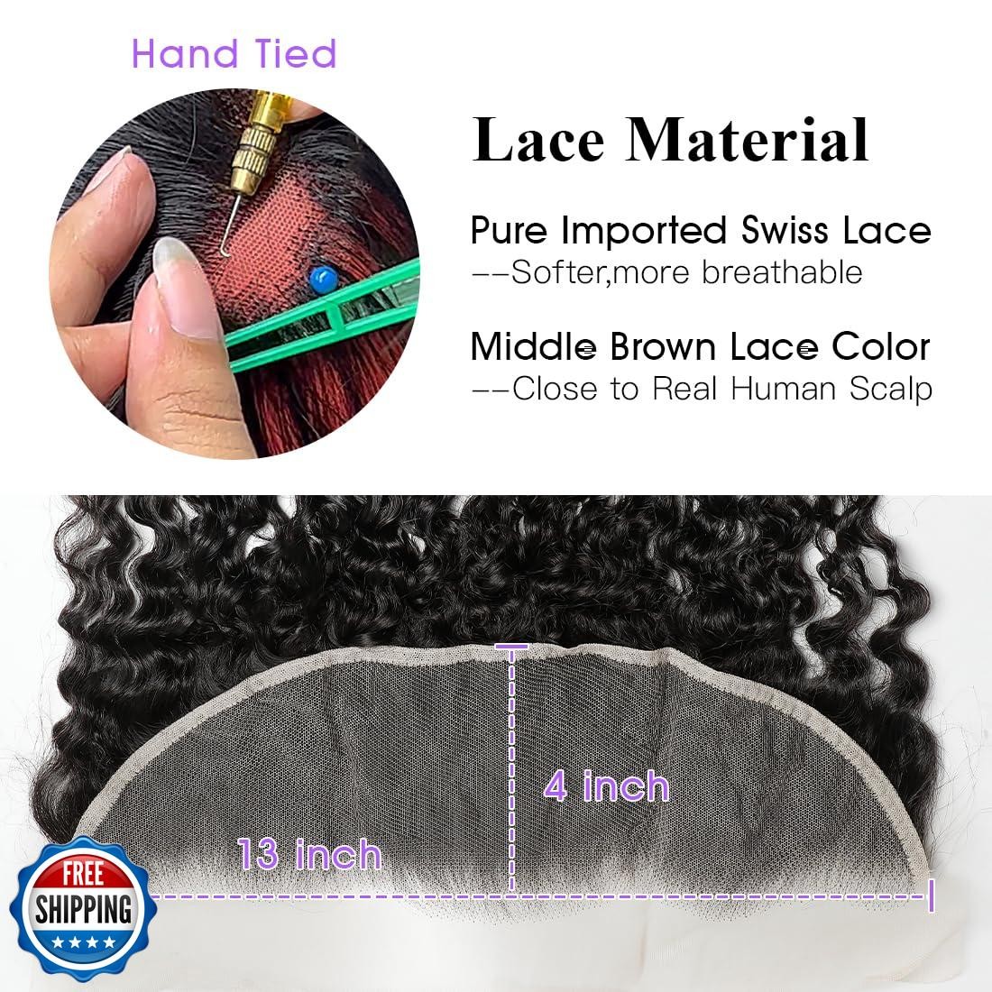 Lemoda 13×4 Burmese Curly Frontal HD Transparent 13×4 Lace Fronta