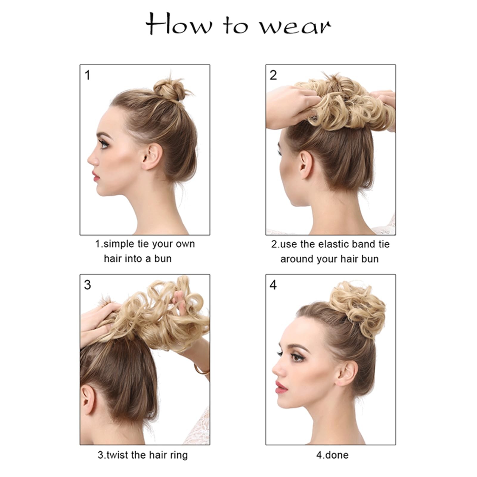 HIZEMLK 1PCS Messy Bun Hair Piece Scrunchies for Natural Black