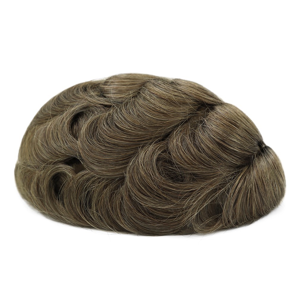 Toupee for Men Human Hair System Mirco Thin Skin 0.02mm Dark Blonde Hairpiece#17