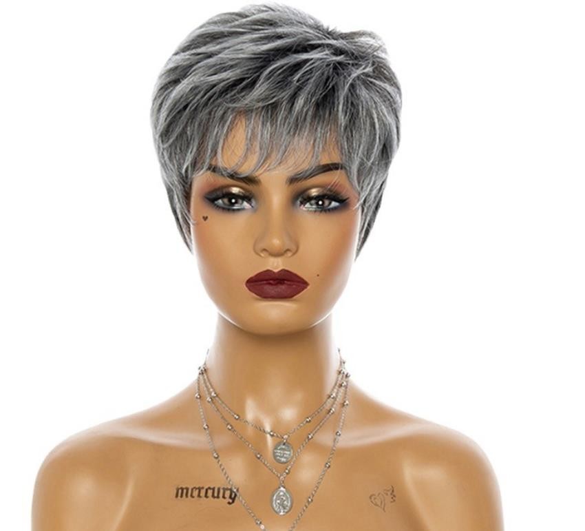 2026 Women Brown Blonde mix Short Hair Wigs Daily Party Natural Full Wig