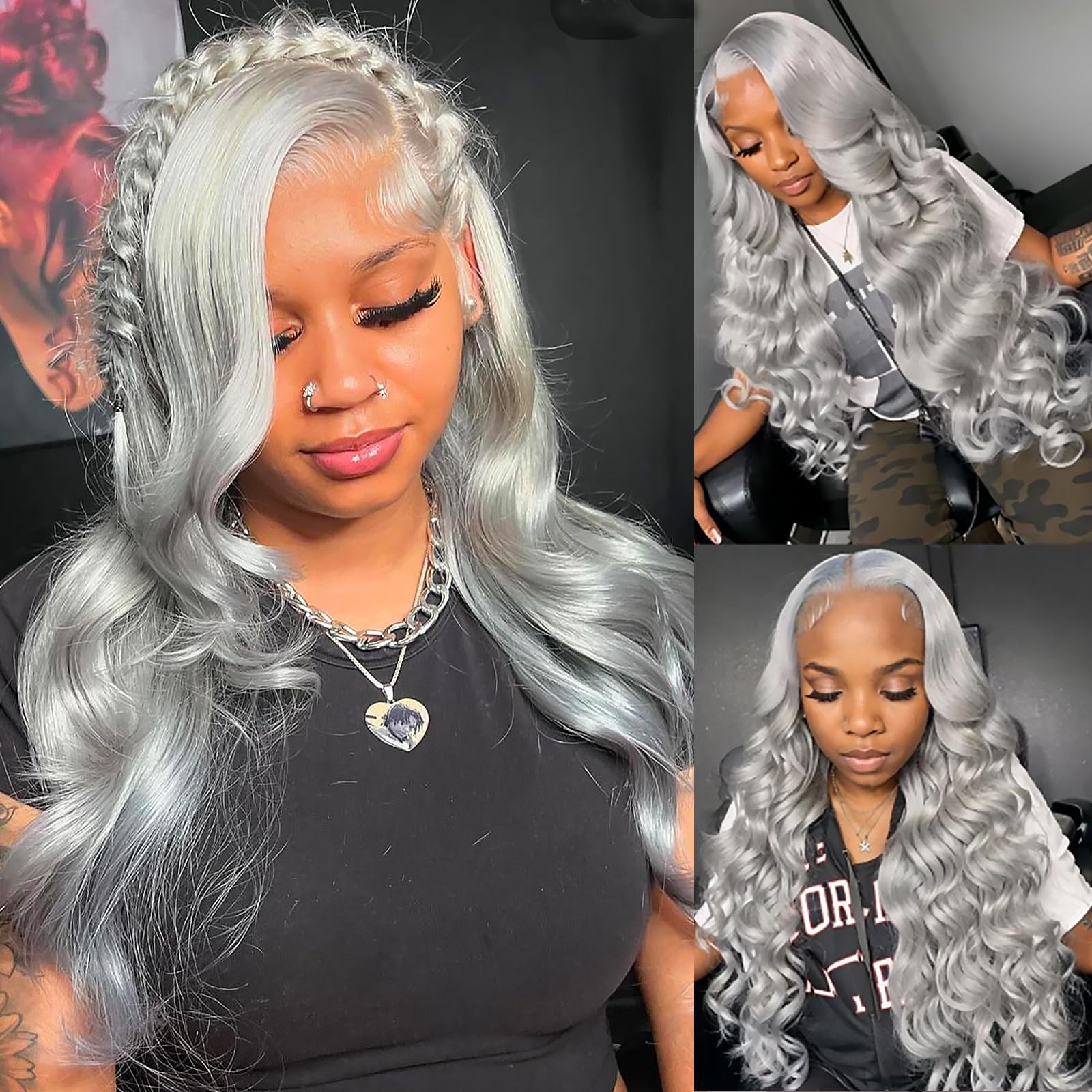 ANDRIA Lace Front Wigs Body Wave Hairs Glueless Lace Wigs Synthetic Long Silk…