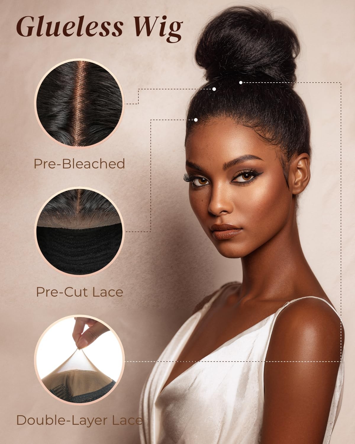 3-in-1 Half Wig Kinky Straight Glueless HD Lace Human Hair 24″ Yaki 210% Density