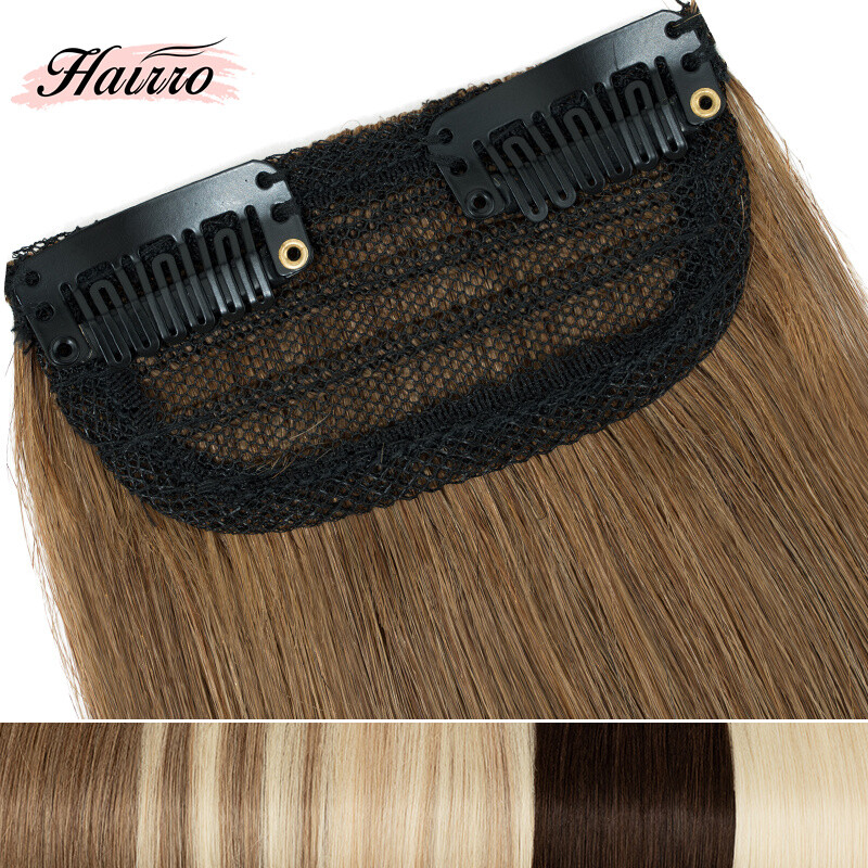 Hairpiece Clip In Human Hair Extensions 100% Real Human Hair Pad Patch Brown