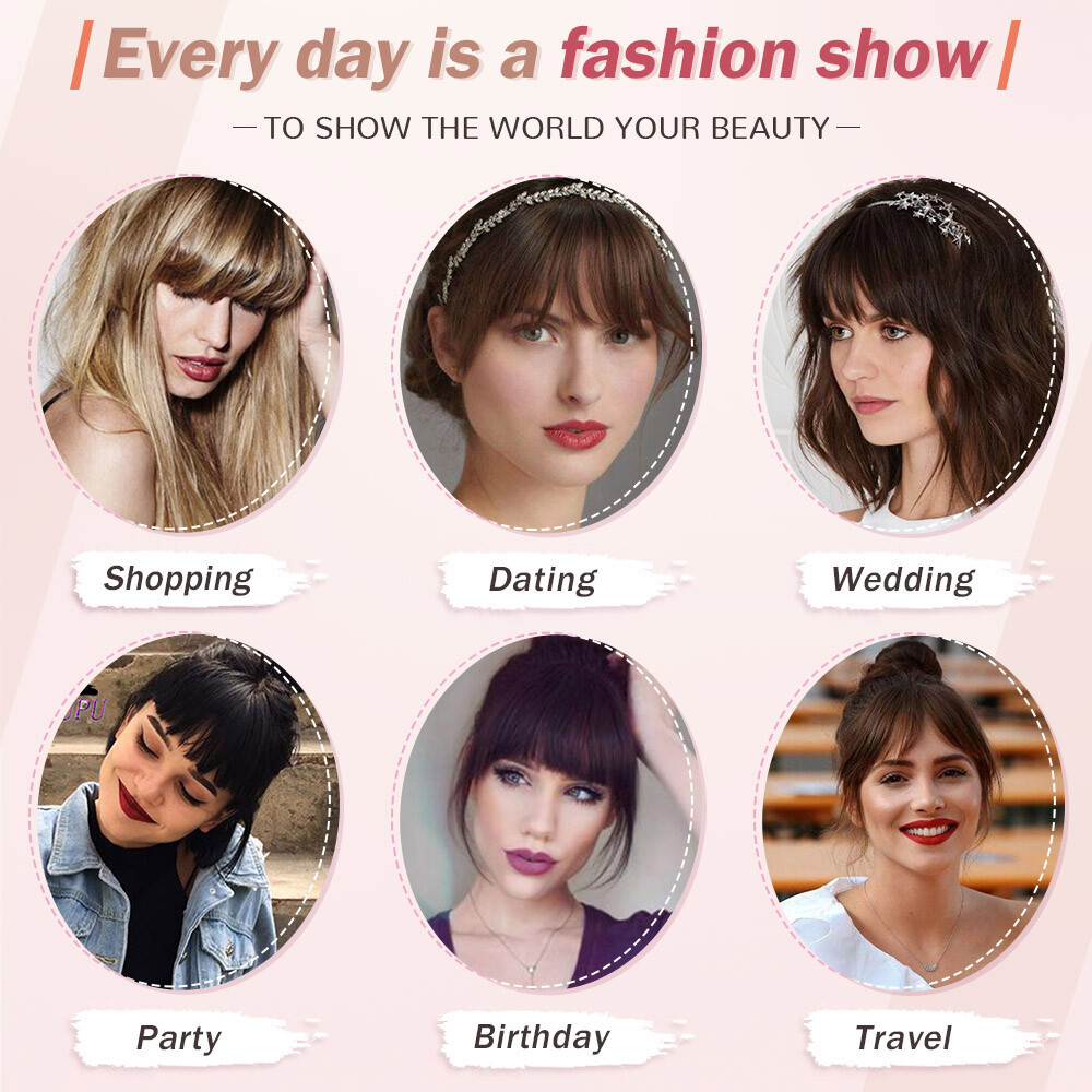 Natural Air Fringe Bangs Clip In Hair Extension One Piece Real Thick as Human