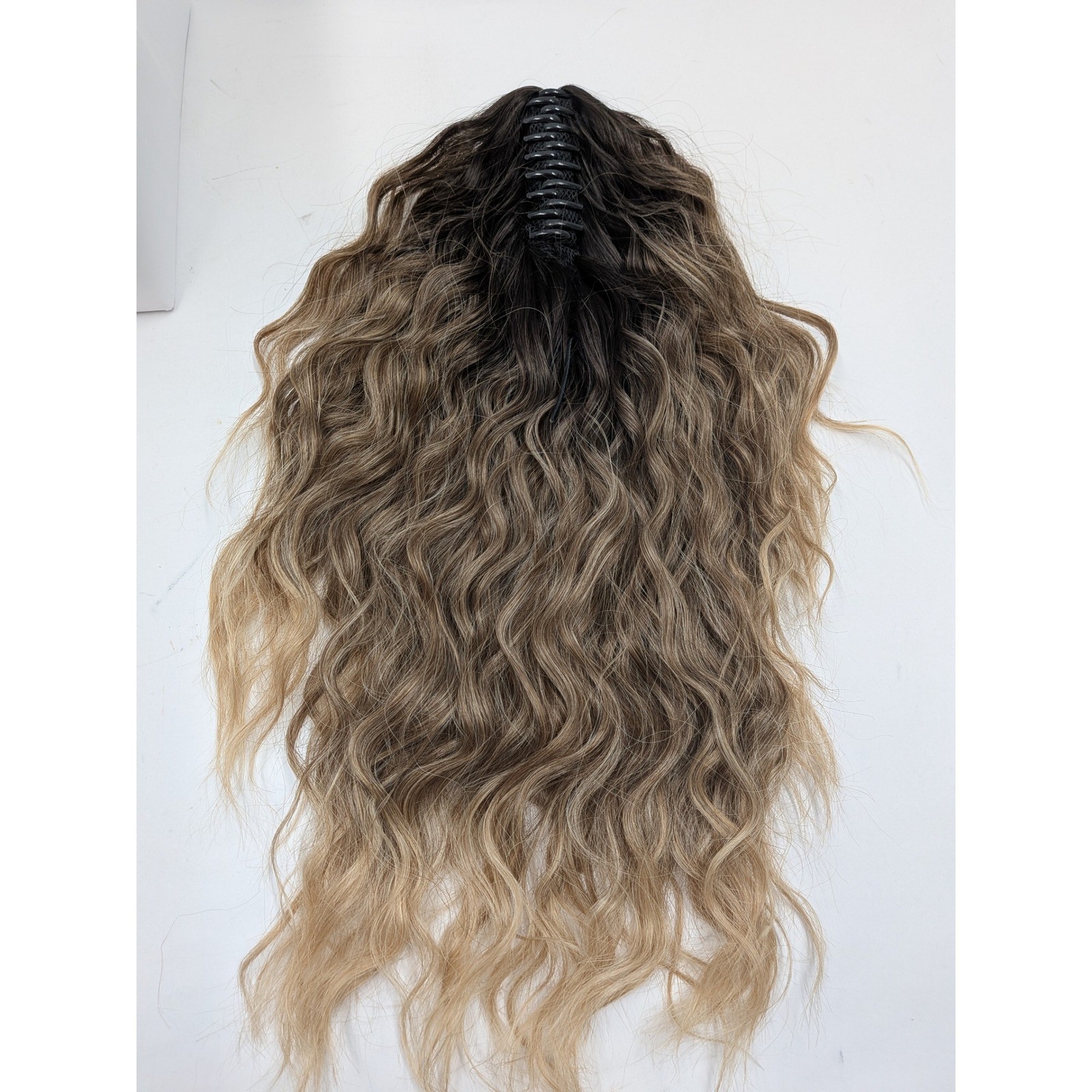 Wavy Ombre Brown Blonde Claw Clip Hair Extension Ponytail with Accessories