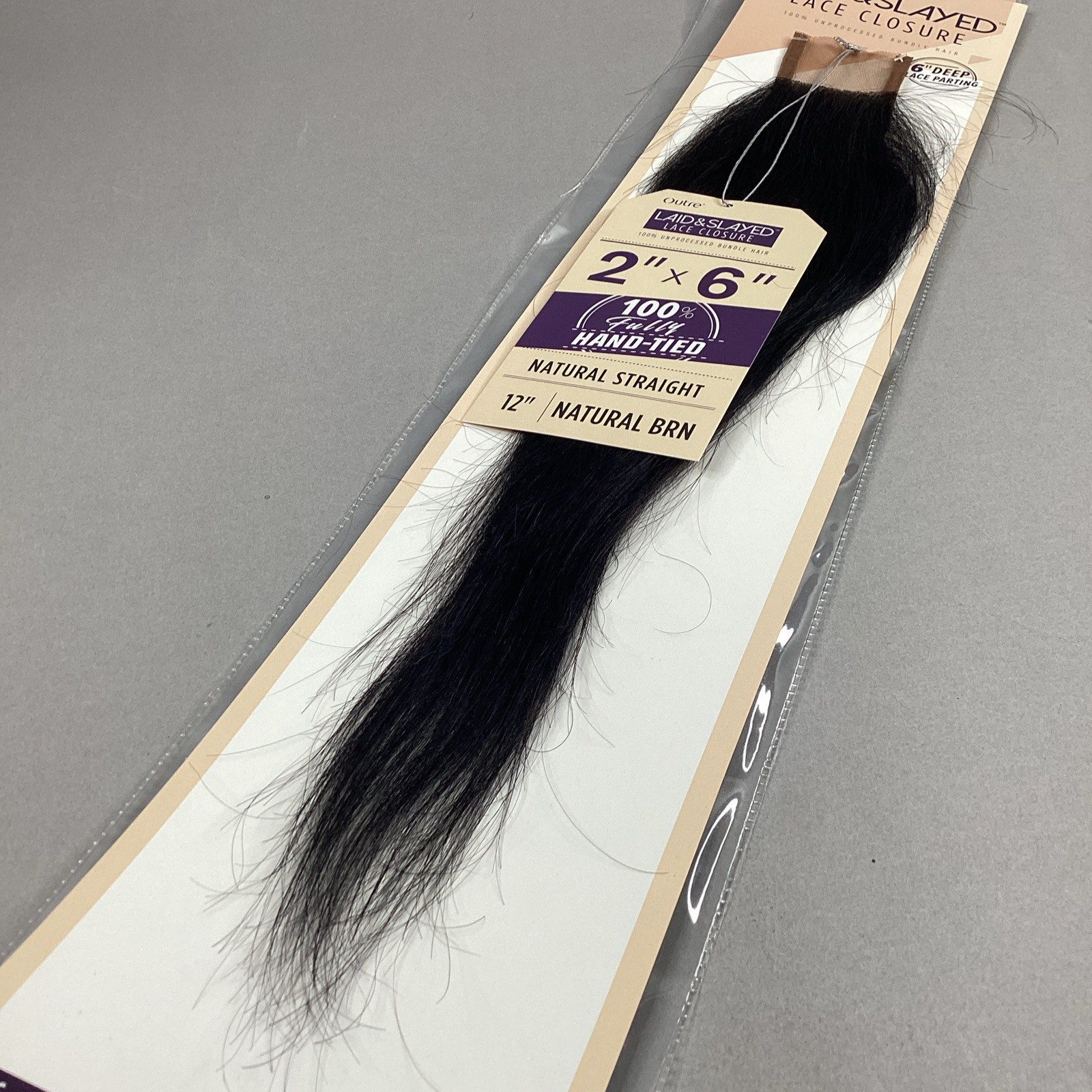 12” Straight Natural Brown Melted Lace Closure Unprocessed Human Hair 2” x 6”