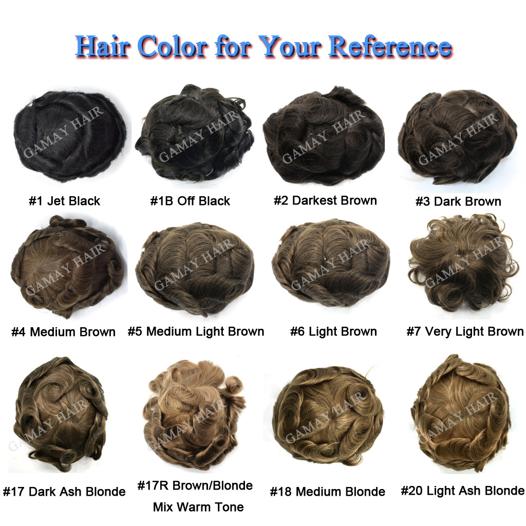 Toupee for Men Hair System Replacement French Lace Front Poly Skin PU Mens Wigs