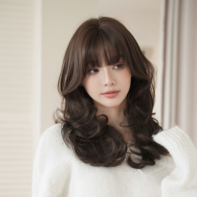 Long Curly Synthetic Wig Heat Resistant High Temperature Fiber Full Head Wig