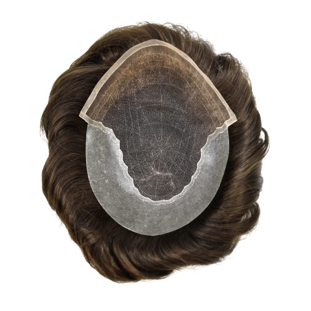 Swiss Lace Front Men Toupee Remy Human Hairpiece Bleached Knots Natural Hairline
