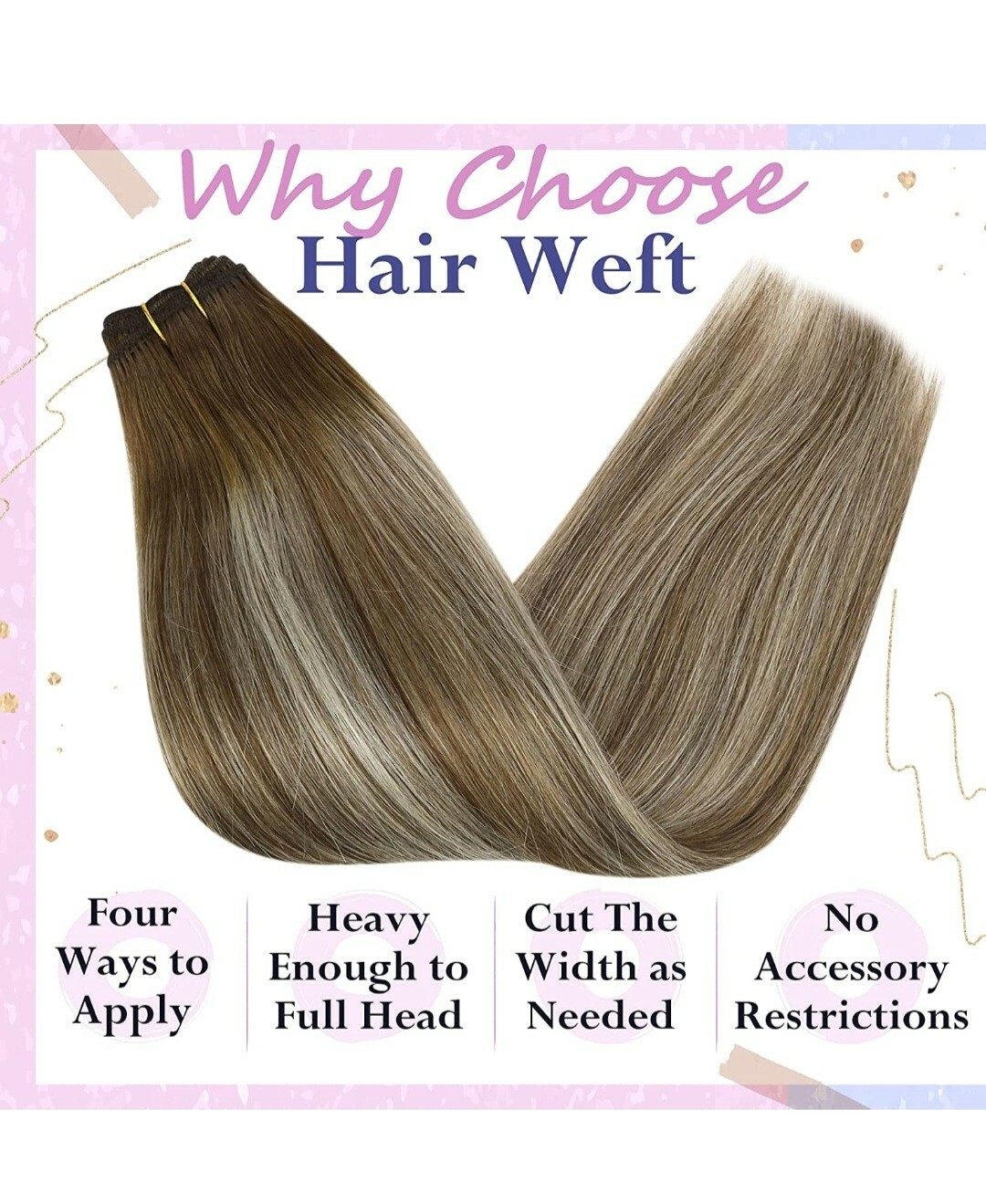 Chestnut Brown Mix Platinum Blonde Ombre Remy Human Hair Ext 16in 100g