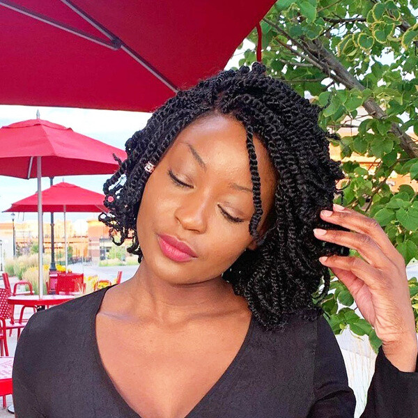 Twisted Braid Hair Afro Kinky Curly Wig Crochet Twist Braided Natural Soft Hair