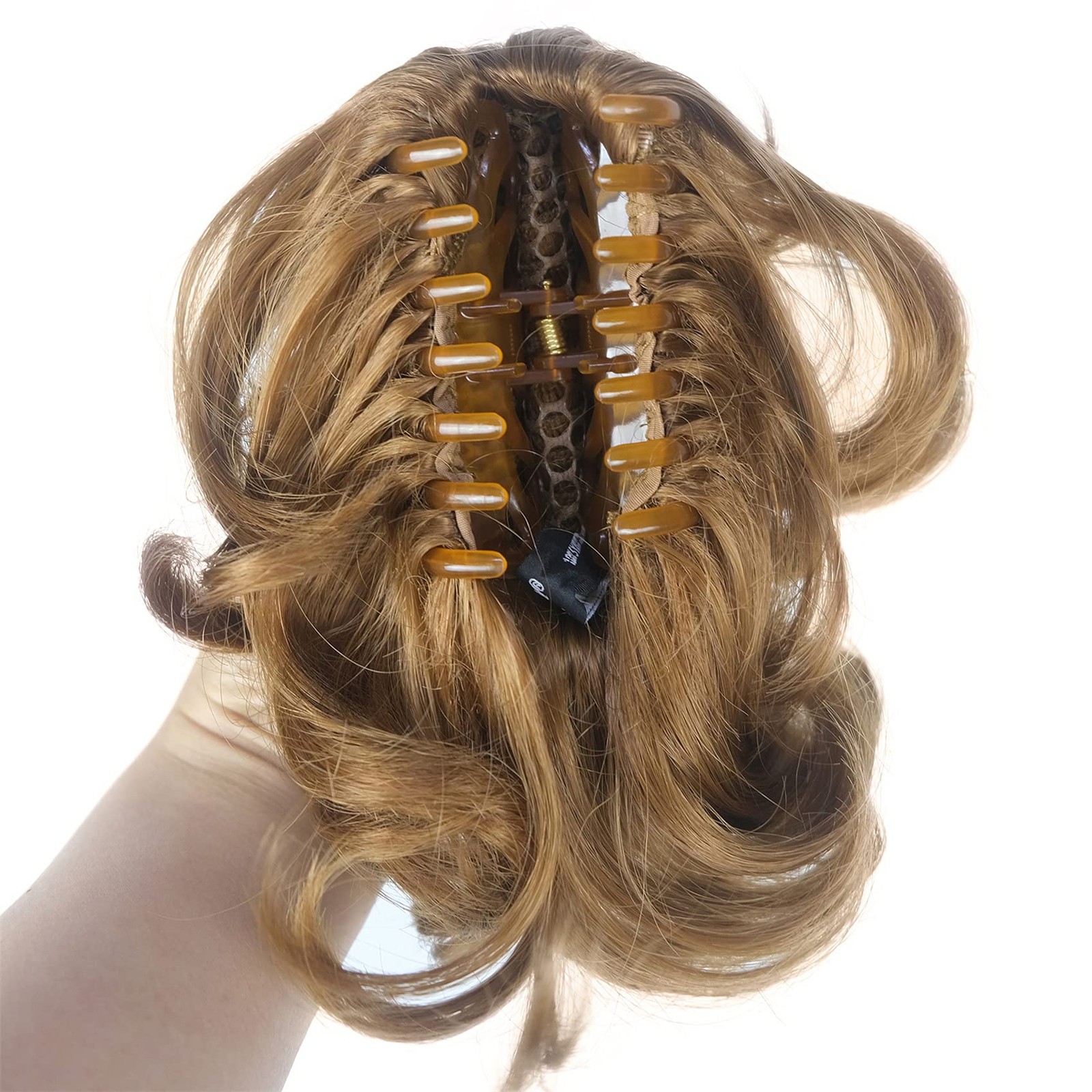 Aimole 6″ Short Curly Synthetic Ponytail Clip in Claw 27 Strawberry Blonde