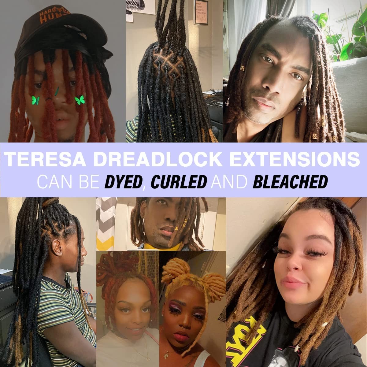 Jiajia Teresa Dreadlock Extensions Real Human Hair 10 Inch 0.2Cm Width Loc