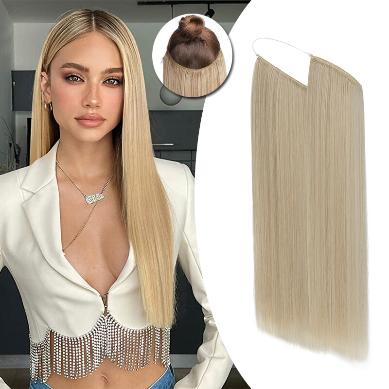Balayage Brown Wire In Hair Extensions Elastic Band Secret Miracle Ring AS Human