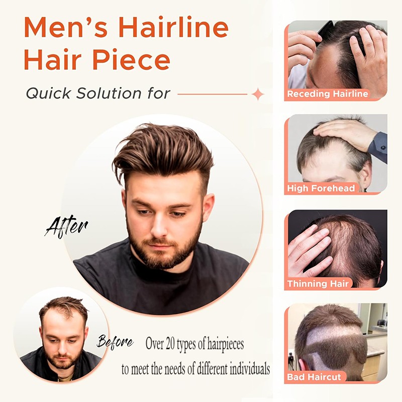 Mens Hair Replacement Ultra Thin Skin Toupee All Colors Hairpiece PU System Wigs