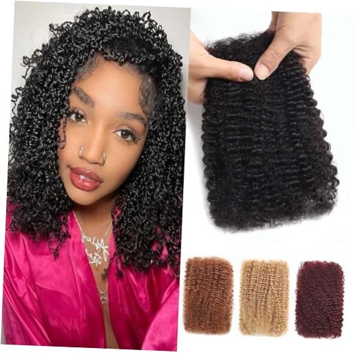 12 Inch 50g Afro Kinkys Bulk Human Hair for 12 Inch 50 Gram 1B Natural Black
