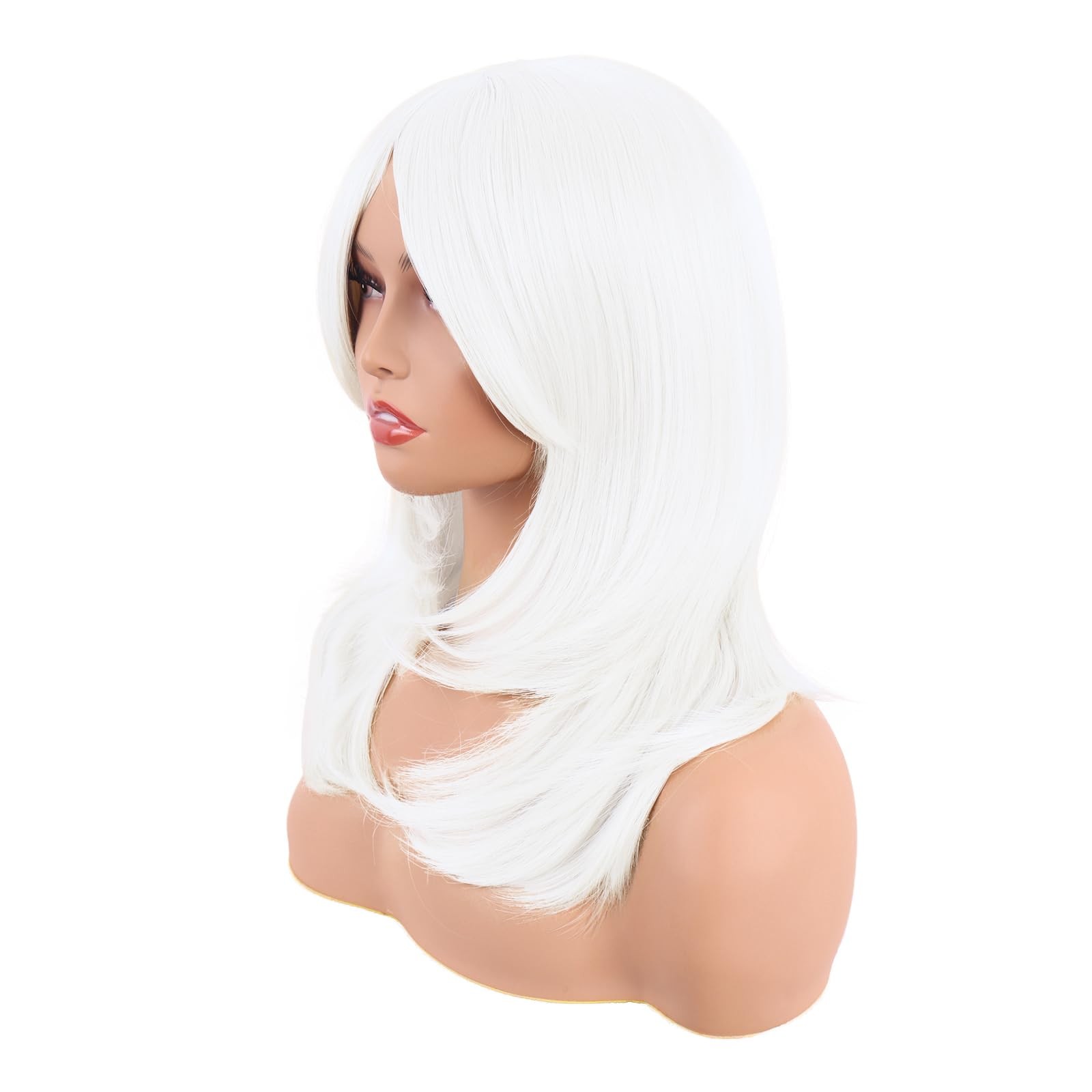20 Inch/50 cm Long Layered With Bangs Straight Synthetic fiber Shoulder Lengt…