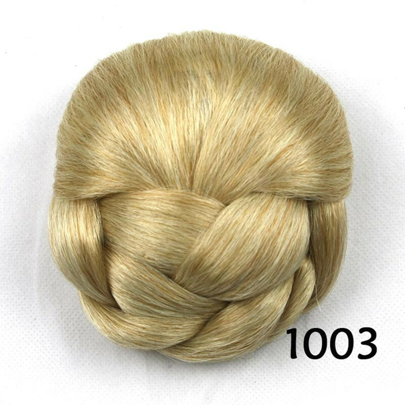 Women’s Braided Hair Bun Scrunchies Clip in Chignon Retro Hairpieces Synthetic