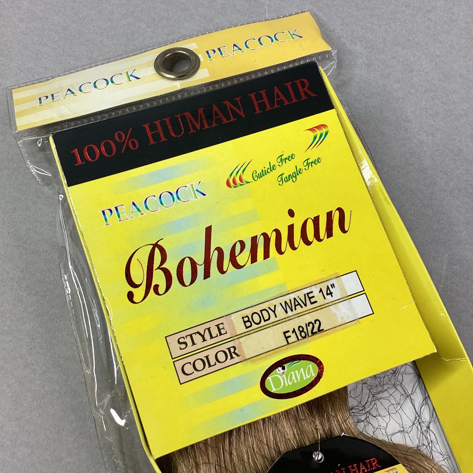 PEACOCK Bohemian Human Hair Extension Body Wave 14″ F18/22 Cuticle Free