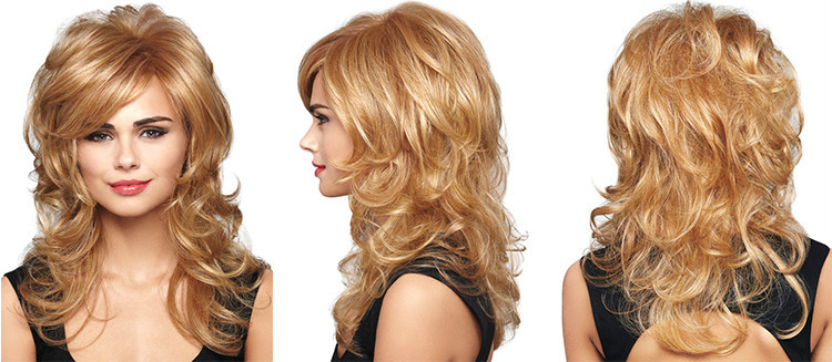 Classic Cap women Synthetic curly wavy Long Blonde mix wig HengFeng LHL06