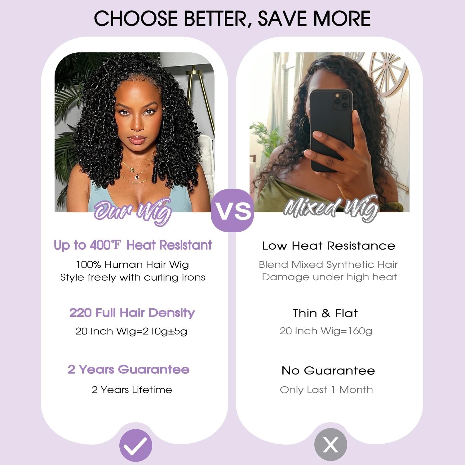 220% Density 20″ Curly Half Wigs – 100% Human Hair, Clip-In & Drawstring, Easy W
