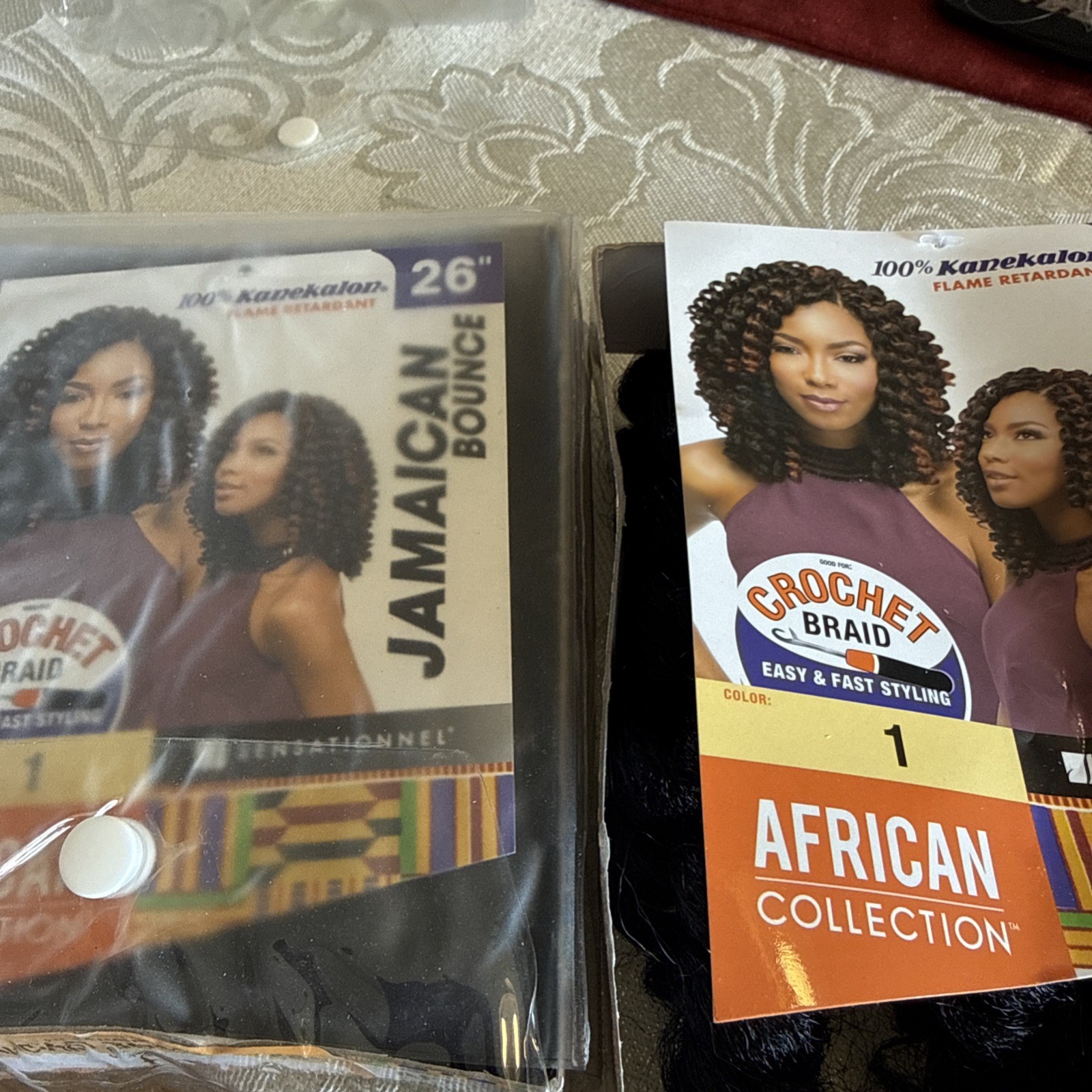 383 synthetic hair bundle Set Of Two Pkg Jamaican Bounce 26” Black