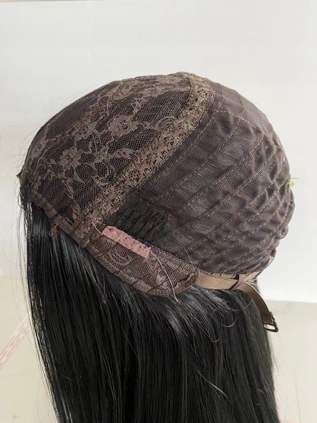 Synthetic Long Straight Wigs None Lace Heat Resistant Natural Black Density 150%