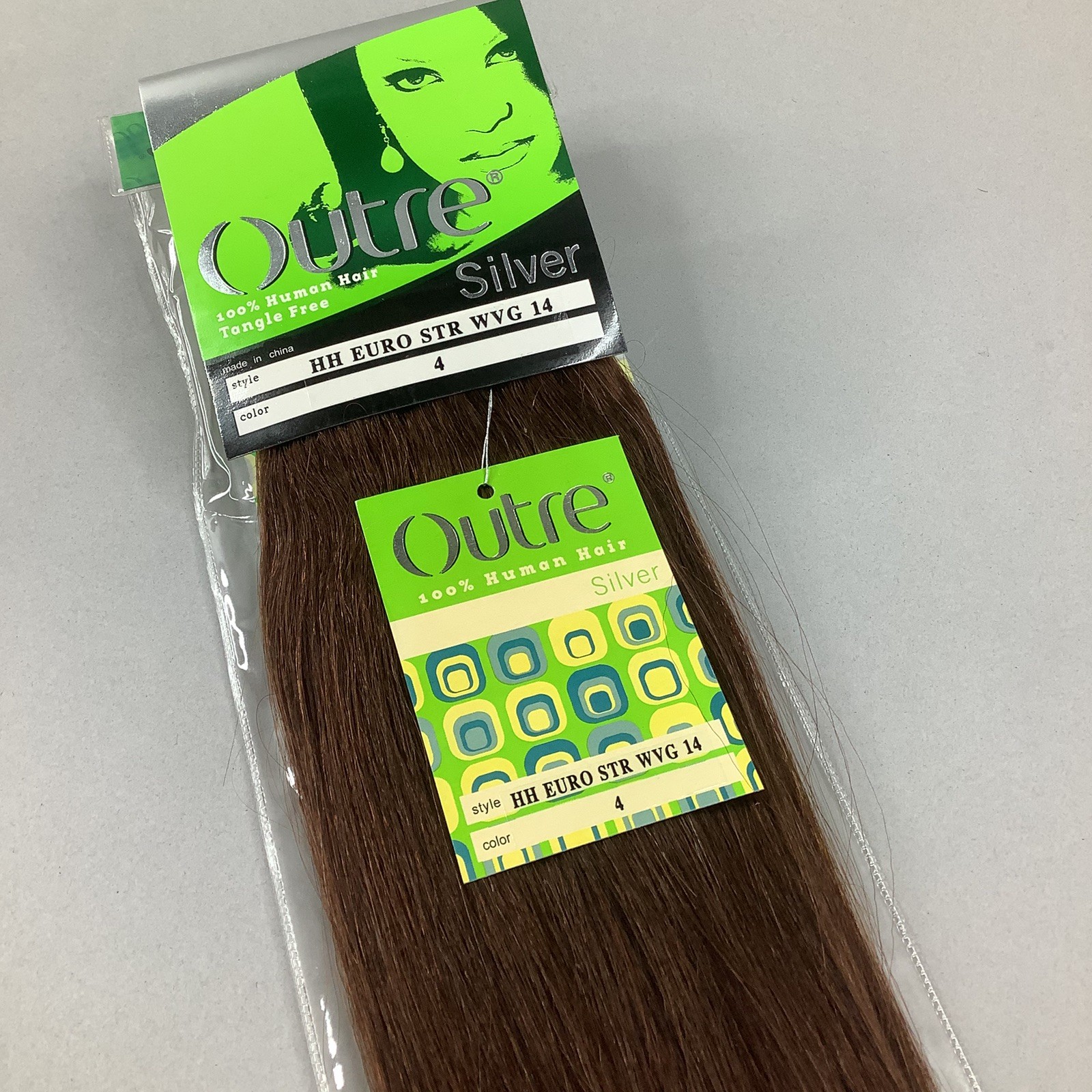 14” #4 European Straight Dark Brown 100% Human Hair Track Weft Extensions