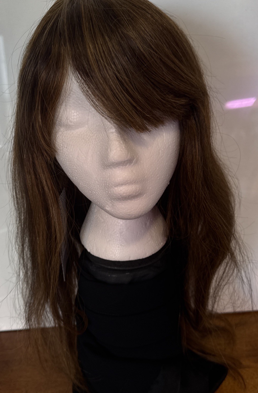 Long Small Wavy Light And Dark brown Women Hair Soft Wig With Bangs