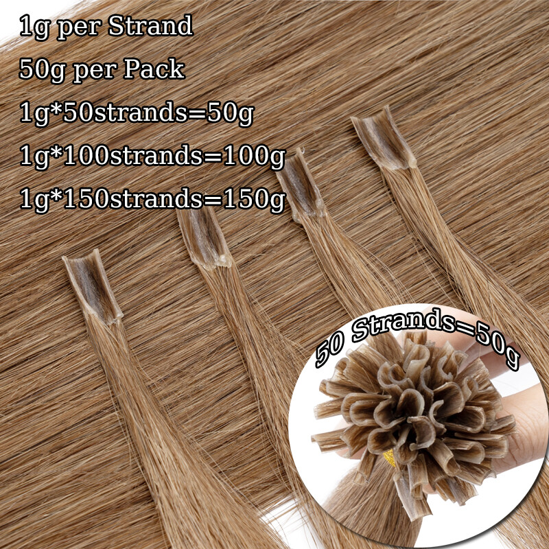 Russian U Tip Hair Pre Bonded Keratin Human Hair Extensions Fusion Thick 0.5G 1G