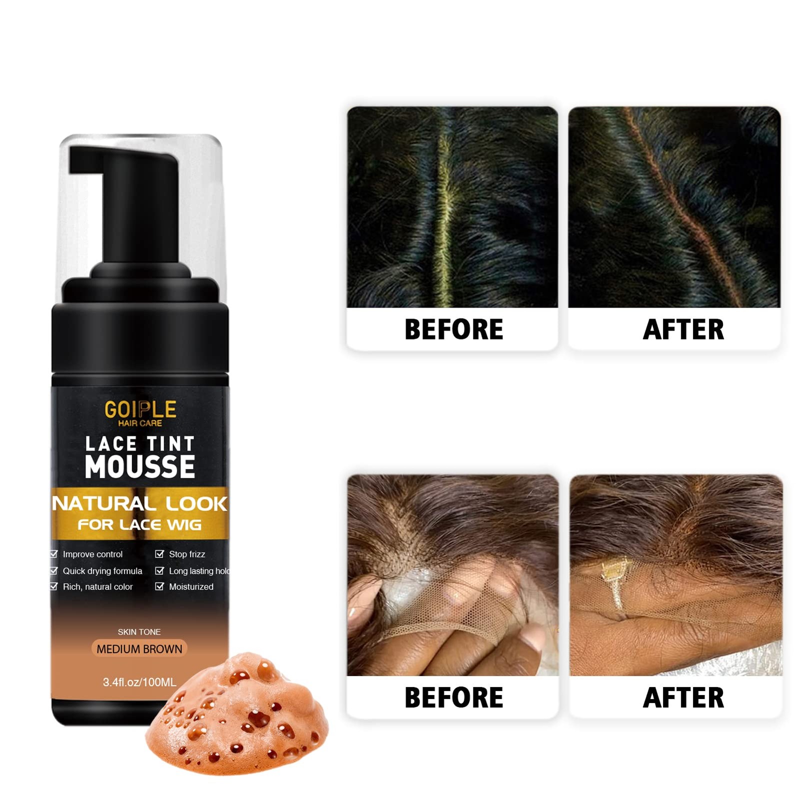 Melting Lace Lace Tint Mousse for Women – Natural Finishing Color on Wigs, To…
