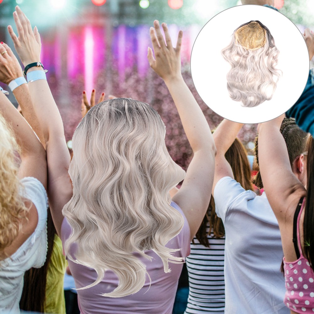 Grey Long Curly Fiber Wig Heat Resistant Fashionable Wig for Women