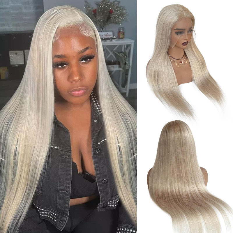 Licoville 13X6 Platinum Blonde Lace Front Wig Human Hair Deep Ear-To-Ear Hd