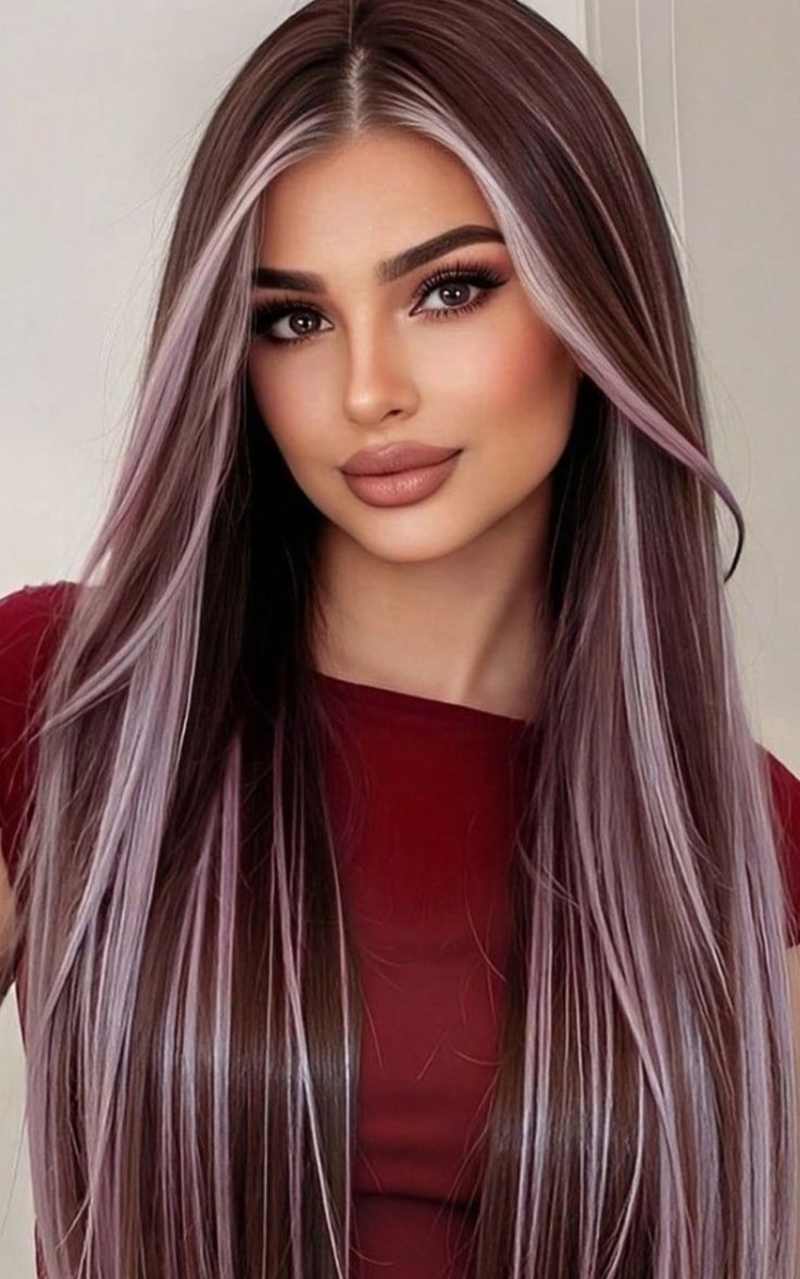Dark Brown Wigs with Gray Stripe Highlight Wigs 100% Human Hair Lace Front Wigs