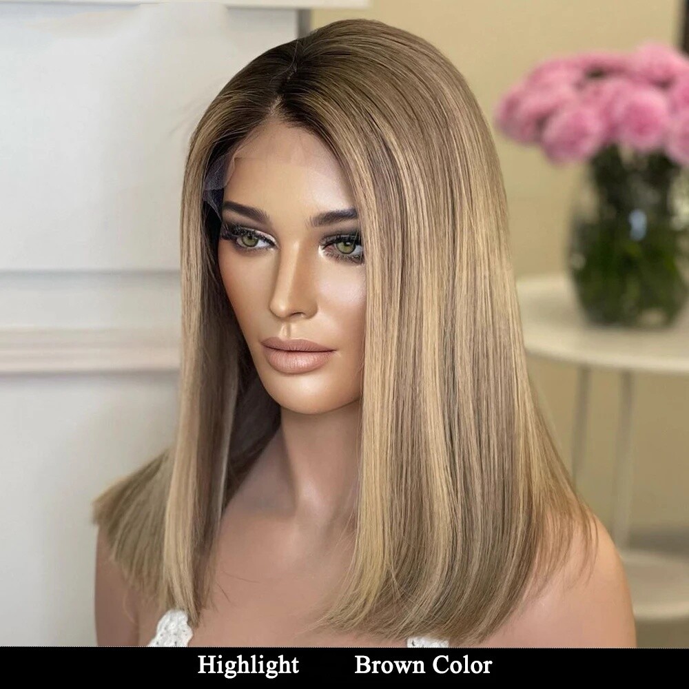 Short Bob Cut 100% Real Human Hair Wig 13X4 Lace Front Wig Pre Cut Wig