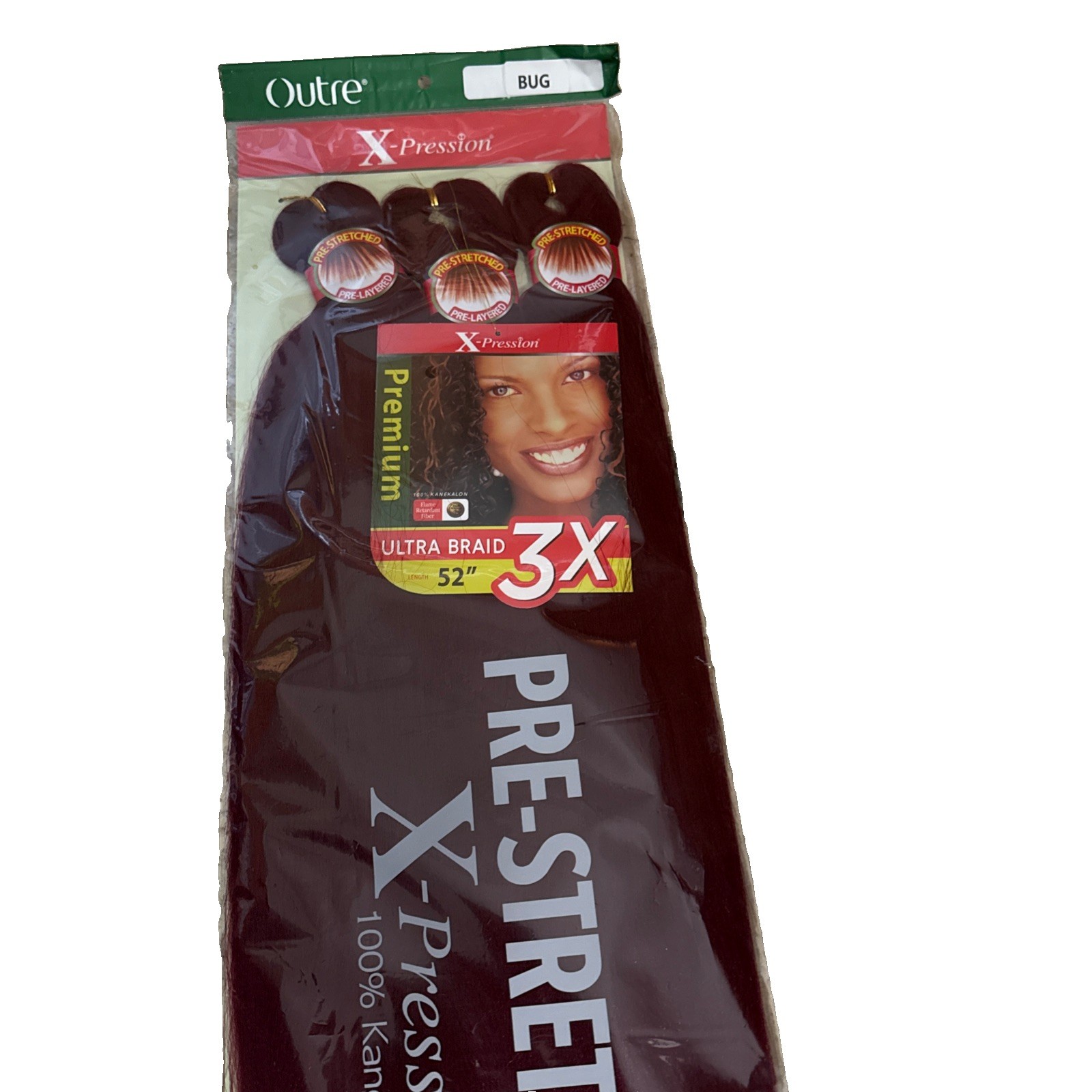 Outre X-Pression Ultra Braid 3X Pre-Stretched 52in Synthetic Burgundy BU