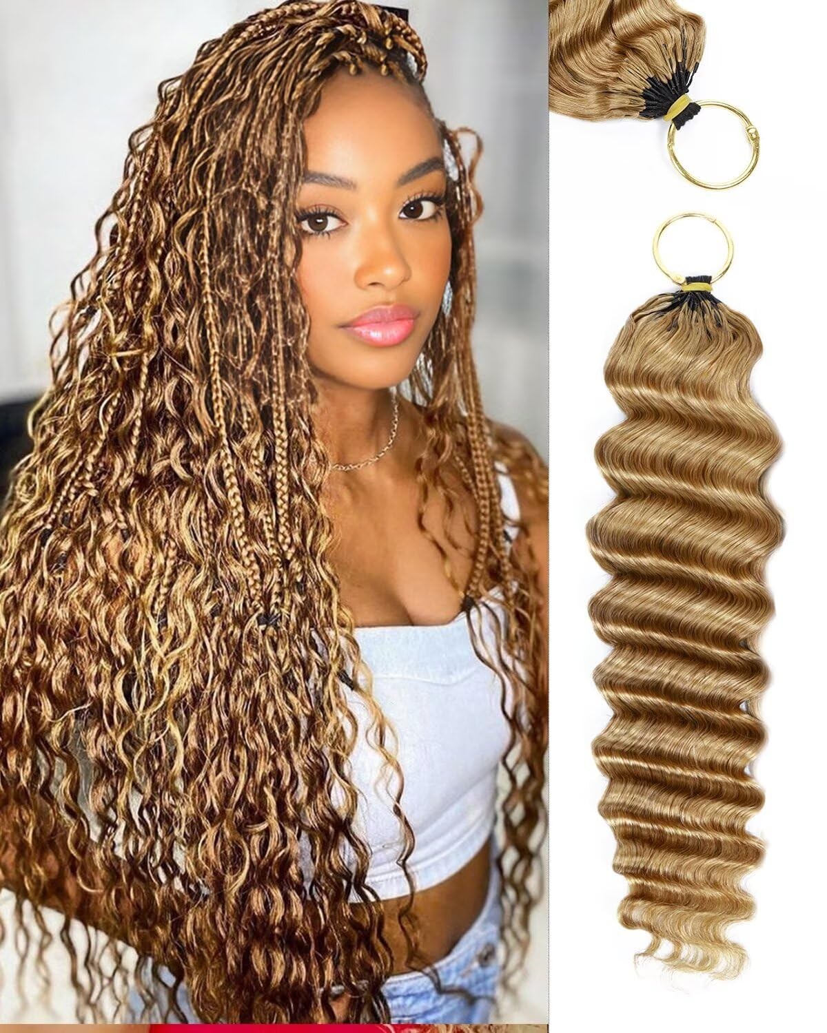 27# Honey Blonde Color 20 Inch Human Crochet Hair for Black Women, Feather Cr…