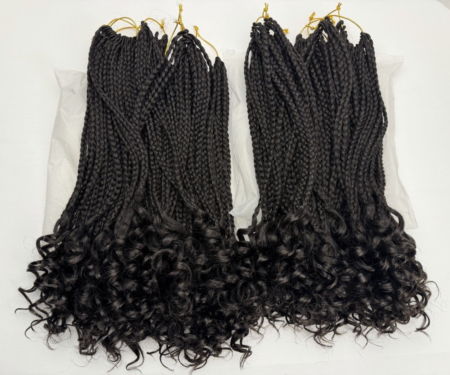 French Curl Crochet Box Braids Natural Black 14″ Hair extensions Pre-looped ends